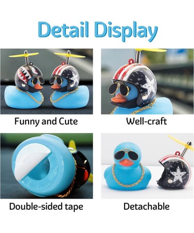 Rubber Duck Toy Car Decoration Ornaments Blue Duck Car Dashboard Decorations Cool Glasses Duck with Propeller Helmet $15.80 G...