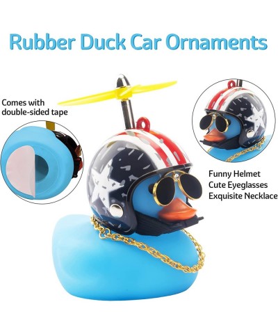 Rubber Duck Toy Car Decoration Ornaments Blue Duck Car Dashboard Decorations Cool Glasses Duck with Propeller Helmet $15.80 G...