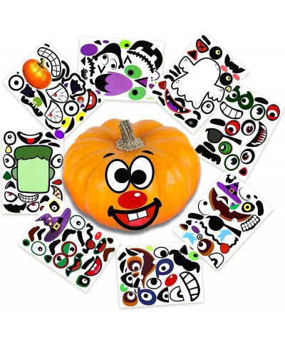 16 Designs Halloween Pumpkin Decorating Stickers Ghost Witch Hat Pumpkin Face Stickers for Kids Halloween Party Supplies Tric...