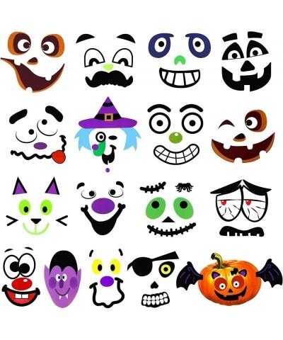 16 Designs Halloween Pumpkin Decorating Stickers Ghost Witch Hat Pumpkin Face Stickers for Kids Halloween Party Supplies Tric...