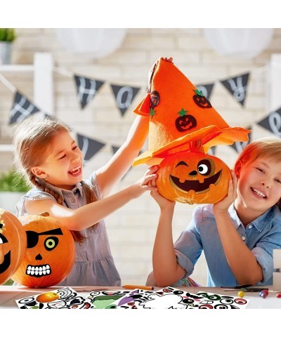 16 Designs Halloween Pumpkin Decorating Stickers Ghost Witch Hat Pumpkin Face Stickers for Kids Halloween Party Supplies Tric...