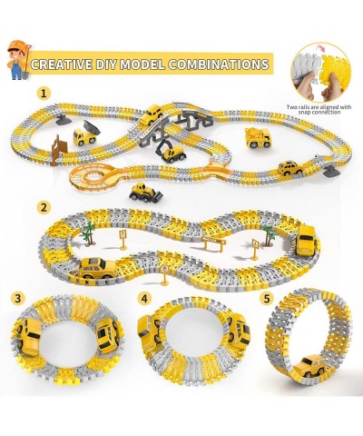 236PCS Construction Race Tracks For Kids Boys Toys DIY Collage Flexible Track Toys Set 2 Electric Toy Cars 4 Construction Veh...