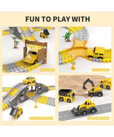 236PCS Construction Race Tracks For Kids Boys Toys DIY Collage Flexible Track Toys Set 2 Electric Toy Cars 4 Construction Veh...