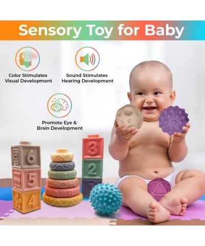 Baby Stacking and Nesting Toy Set – Soft Stack Rings Educational Building Blocks and Sensory Balls Squeeze and Learning Toys ...