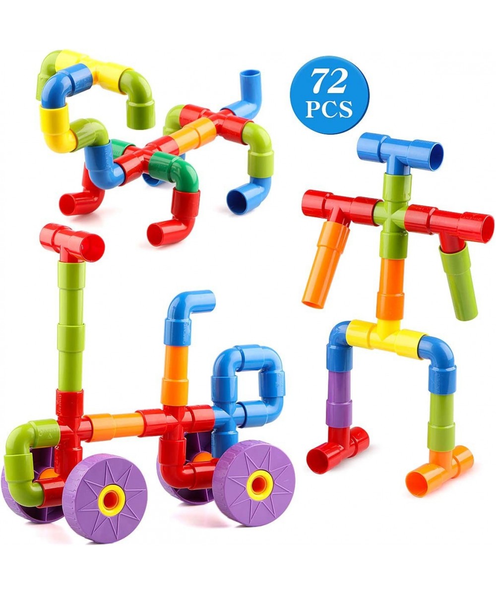 Pipe Toys for Kids 72 PCS STEM Learning Toy Tubular Pipes Multicolor Pipe Tube Building Blocks Educational STEM Construction ...