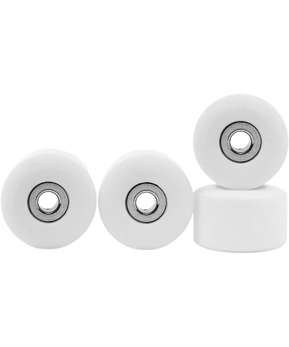 Apex 71D Urethane Fingerboard Wheels New Street Shape 7.7mm Diameter Ultra Spin Bearings - Made in The USA - White Snow Color...