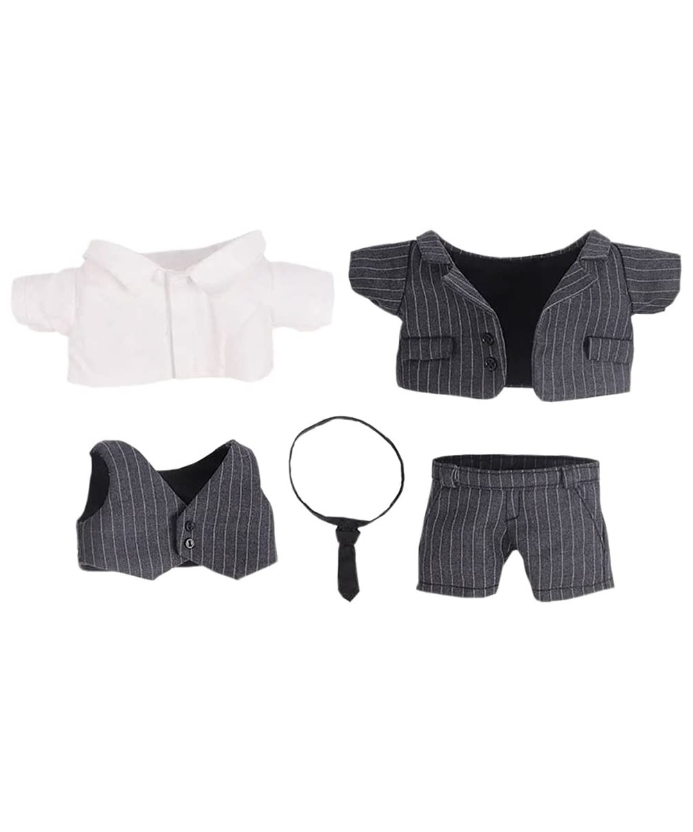 7.8in/20cm Plush Doll's Clothes Suit Coat + Shirt + Vest + Tie + Pants 5-Piece Set Striped Suits (Black 20cm) $41.64 Plush Fi...