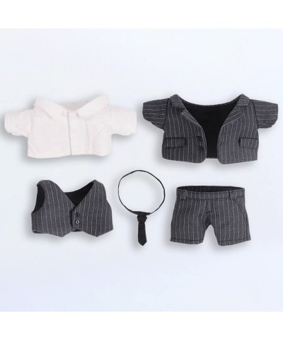 7.8in/20cm Plush Doll's Clothes Suit Coat + Shirt + Vest + Tie + Pants 5-Piece Set Striped Suits (Black 20cm) $41.64 Plush Fi...