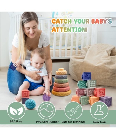 Baby Stacking and Nesting Toy Set – Soft Stack Rings Educational Building Blocks and Sensory Balls Squeeze and Learning Toys ...