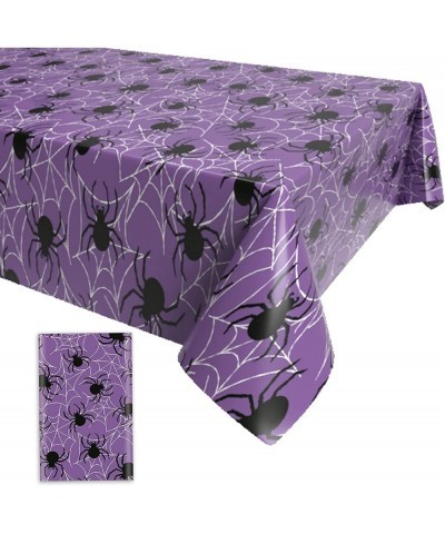 Halloween Spider Web Tablecloth 51.2x86.6inch Disposable Purple Table Cover Spiderweb Rectangle Plastic Waterproof Table Clot...