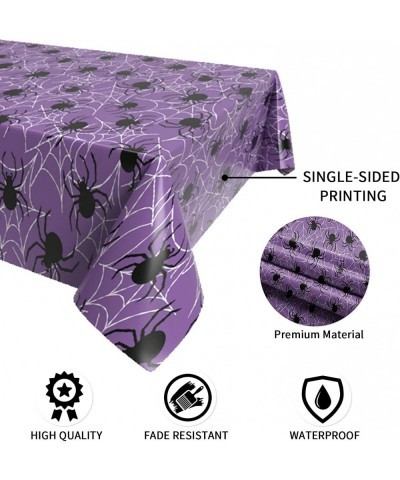 Halloween Spider Web Tablecloth 51.2x86.6inch Disposable Purple Table Cover Spiderweb Rectangle Plastic Waterproof Table Clot...