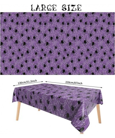 Halloween Spider Web Tablecloth 51.2x86.6inch Disposable Purple Table Cover Spiderweb Rectangle Plastic Waterproof Table Clot...