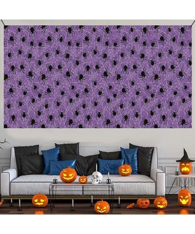 Halloween Spider Web Tablecloth 51.2x86.6inch Disposable Purple Table Cover Spiderweb Rectangle Plastic Waterproof Table Clot...