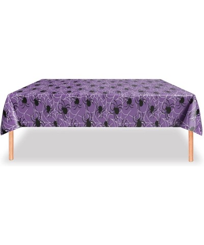 Halloween Spider Web Tablecloth 51.2x86.6inch Disposable Purple Table Cover Spiderweb Rectangle Plastic Waterproof Table Clot...