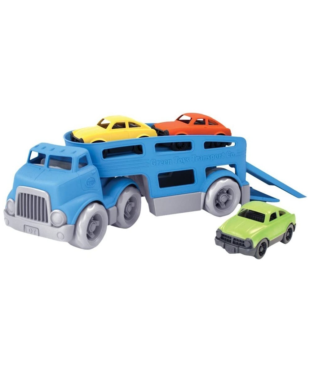 Car Carrier Blue - Pretend Play Motor Skills Kids Toy Vehicle. No BPA phthalates PVC. Dishwasher Safe Recycled Plastic Made i...