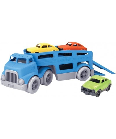 Car Carrier Blue - Pretend Play Motor Skills Kids Toy Vehicle. No BPA phthalates PVC. Dishwasher Safe Recycled Plastic Made i...