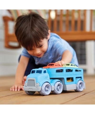 Car Carrier Blue - Pretend Play Motor Skills Kids Toy Vehicle. No BPA phthalates PVC. Dishwasher Safe Recycled Plastic Made i...