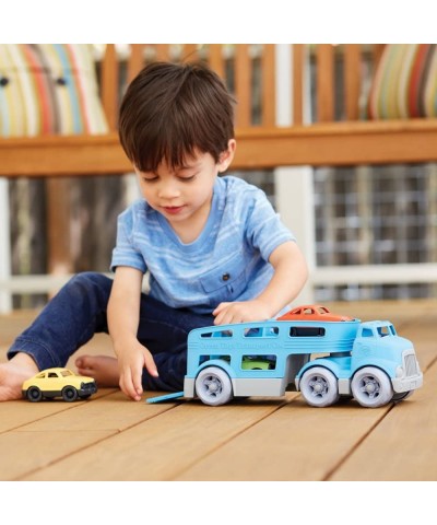 Car Carrier Blue - Pretend Play Motor Skills Kids Toy Vehicle. No BPA phthalates PVC. Dishwasher Safe Recycled Plastic Made i...