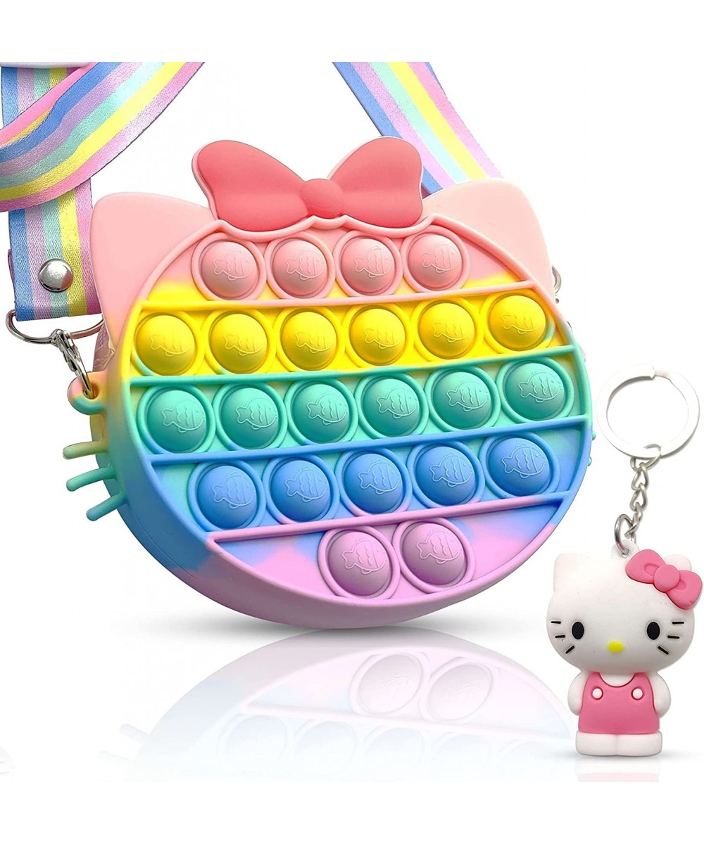 Cat Pop it Purse for Girls with a Beautiful Keychain | Cross Body Fidget Purse | 2 in 1 Rainbow Pop it Purse Toy for Anxiety ...