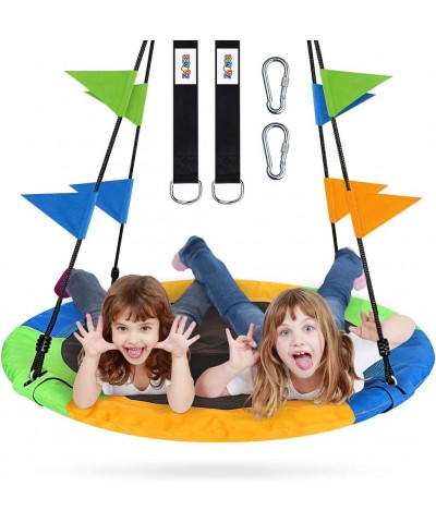 Flying Saucer Tree Swing Set 40 Inch for Kids & Parent Outdoor Toys with Hanging Straps Hooks and Pennants 660lb Weight Capac...