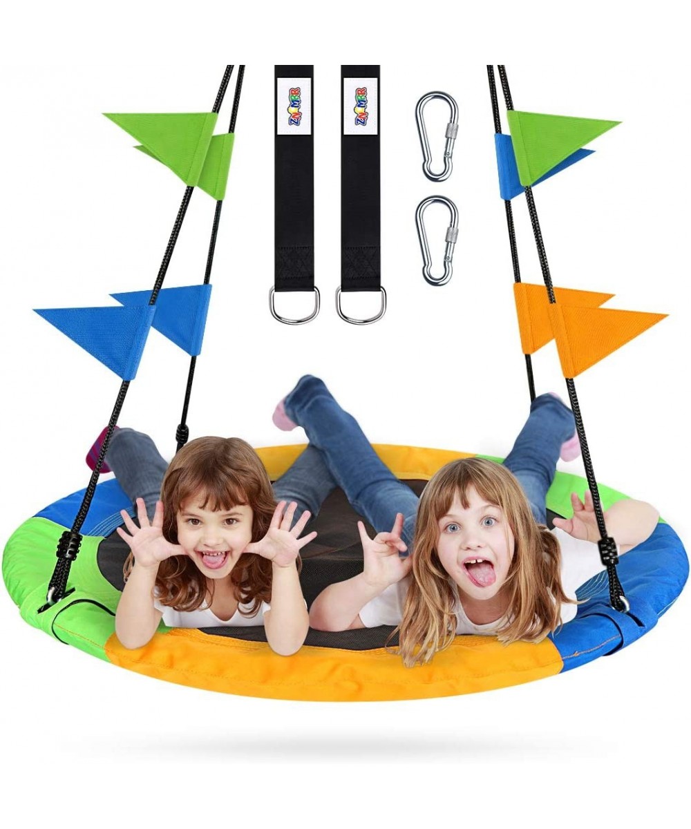 Flying Saucer Tree Swing Set 40 Inch for Kids & Parent Outdoor Toys with Hanging Straps Hooks and Pennants 660lb Weight Capac...