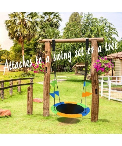 Flying Saucer Tree Swing Set 40 Inch for Kids & Parent Outdoor Toys with Hanging Straps Hooks and Pennants 660lb Weight Capac...