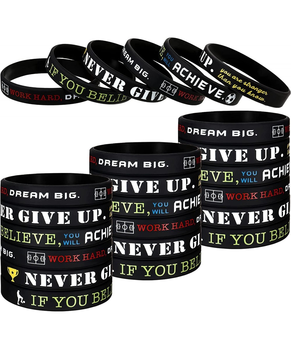 36 Pieces Soccer Motivational Silicone Wristband Football Inspirational Wristbands Soccer Sports Quote Stretch Rubber Bracele...