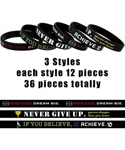 36 Pieces Soccer Motivational Silicone Wristband Football Inspirational Wristbands Soccer Sports Quote Stretch Rubber Bracele...