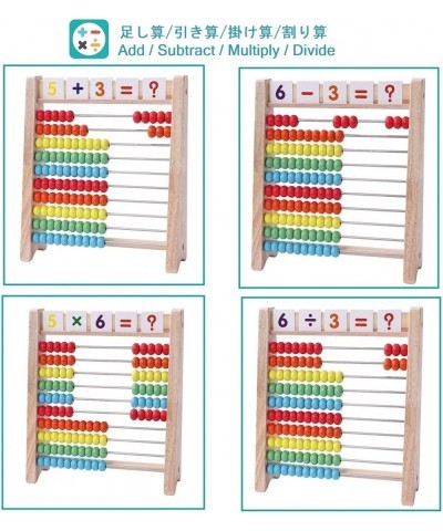 Educational Abacus for Kids Math - 10 Row Wooden Counting Frame with Number 1-100 Cards - Teach Counting Addition and Subtrac...