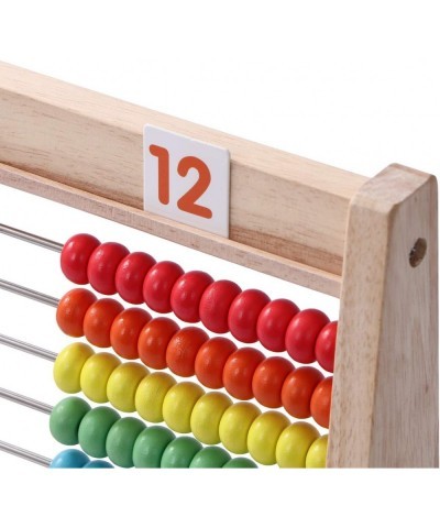 Educational Abacus for Kids Math - 10 Row Wooden Counting Frame with Number 1-100 Cards - Teach Counting Addition and Subtrac...