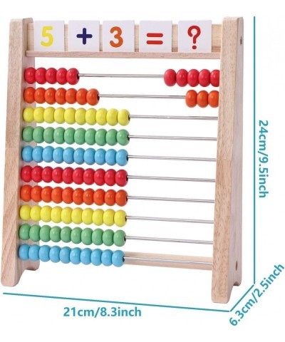 Educational Abacus for Kids Math - 10 Row Wooden Counting Frame with Number 1-100 Cards - Teach Counting Addition and Subtrac...