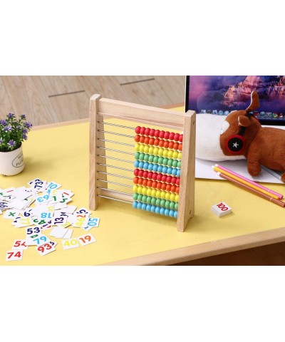 Educational Abacus for Kids Math - 10 Row Wooden Counting Frame with Number 1-100 Cards - Teach Counting Addition and Subtrac...