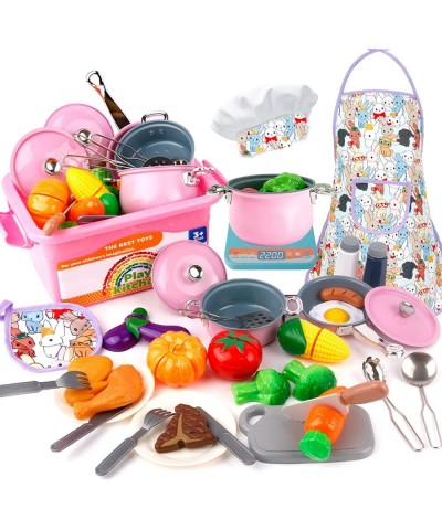 Kids Kitchen Accessories Set - Pots and Pans for Kids Kitchen Set - Pretend Play Cooking Toys Playset Cookware Utensils Apron...