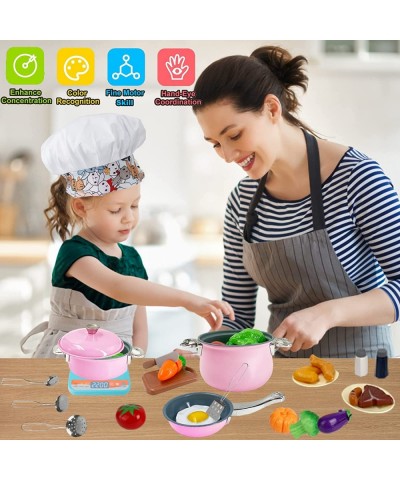 Kids Kitchen Accessories Set - Pots and Pans for Kids Kitchen Set - Pretend Play Cooking Toys Playset Cookware Utensils Apron...