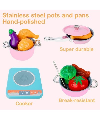 Kids Kitchen Accessories Set - Pots and Pans for Kids Kitchen Set - Pretend Play Cooking Toys Playset Cookware Utensils Apron...