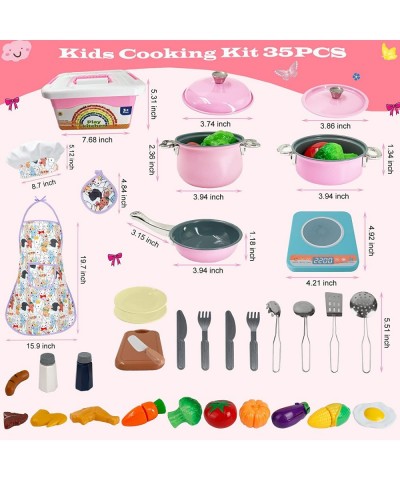 Kids Kitchen Accessories Set - Pots and Pans for Kids Kitchen Set - Pretend Play Cooking Toys Playset Cookware Utensils Apron...