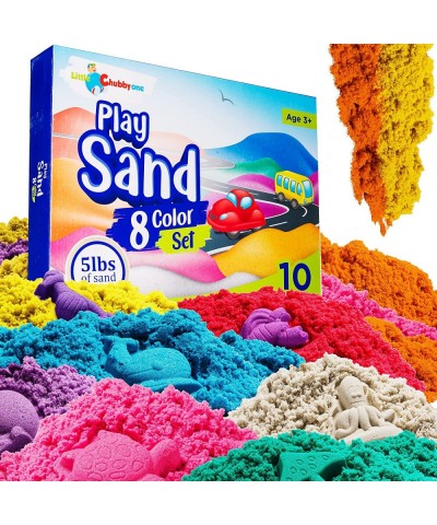 8 Color Kids Play Sand Set - 5 Lbs of Sand - Toy Magic Sand Set - 10 Molds and Tray for Girls and Boys - Ideas for Children A...