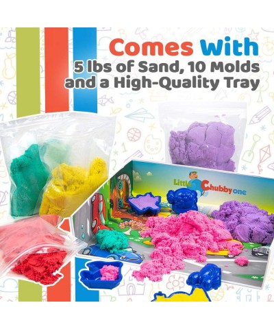 8 Color Kids Play Sand Set - 5 Lbs of Sand - Toy Magic Sand Set - 10 Molds and Tray for Girls and Boys - Ideas for Children A...