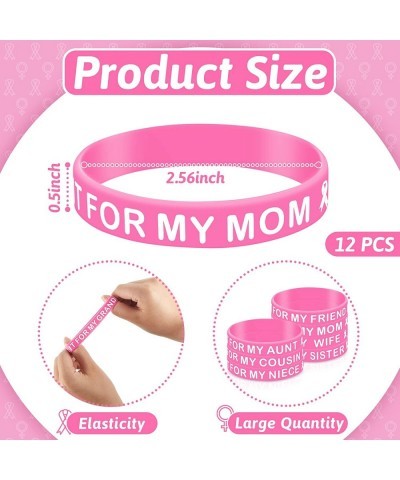 12 Pcs Breast Cancer Awareness Bracelet I WEAR IT FOR MY Silicone Wristband Breast Cancer Gifts for Women Ribbon Breast Cance...