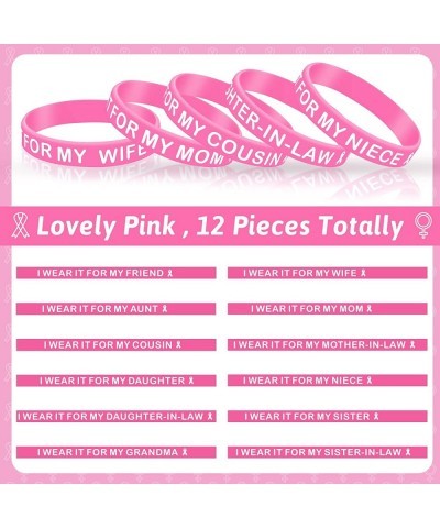 12 Pcs Breast Cancer Awareness Bracelet I WEAR IT FOR MY Silicone Wristband Breast Cancer Gifts for Women Ribbon Breast Cance...