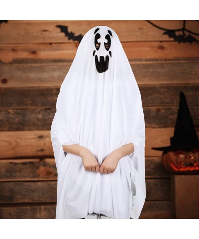 Ghost Halloween Costumes White Ghost Cloak Halloween Ghost Cosplay Role Play Child Costume Pumpkin Candy Bag for 5-10 Years O...