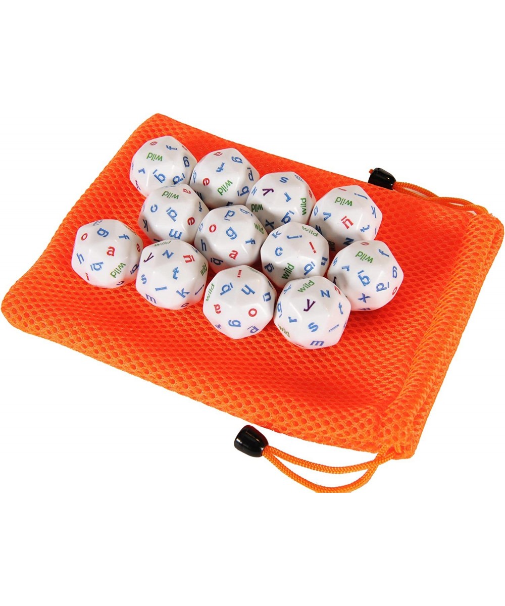 Alphabet Dice 30 Sided Jumbo Set of 12 Identical Dice with Orange Mesh Drawstring Pouch Bundled Item $73.72 Game Accessories