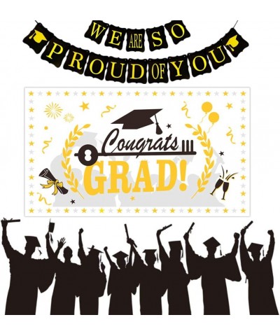 Graduation Decorations 2021 Graduation Party Supplies Congrats Grad Banner 70" x 40" White Gold Backdrop and Graduation Party...