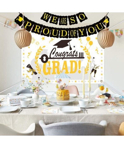 Graduation Decorations 2021 Graduation Party Supplies Congrats Grad Banner 70" x 40" White Gold Backdrop and Graduation Party...