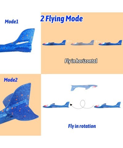 2 Pack LED Airplane Toys 17.3 inch Large Throwing Foam Plane with Flashing Lights 2 Flight Mode Glider Plane Outdoor Flying T...