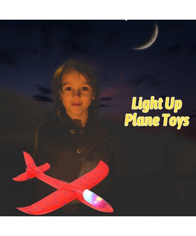 2 Pack LED Airplane Toys 17.3 inch Large Throwing Foam Plane with Flashing Lights 2 Flight Mode Glider Plane Outdoor Flying T...