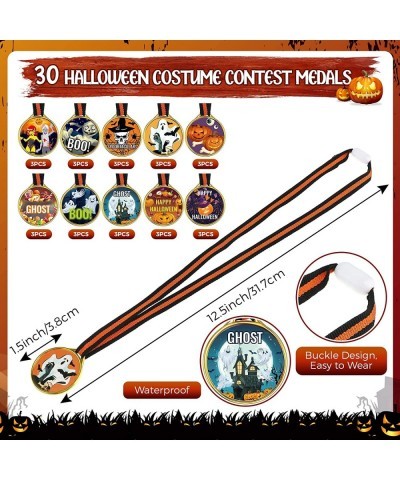 60 Pcs Halloween Medal Trophies and Trophy Ribbons Set Trophies for Kids Halloween Costume Prize Spooky Prizes for Halloween ...