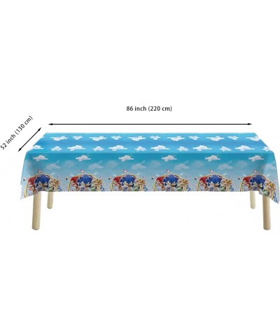 3pcs Blue Cloud Tablecloths 86x52 inches for Cartoon Blue Hedgehog Party Tablecloth Decorations Kids Happy Birthday Game Vide...