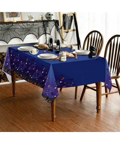 Halloween Tablecloth Halloween Plastic Table Cover 2-Pack for Rectangle Tables 86x51Inch Halloween Castle Pumpkin Purple Tabl...