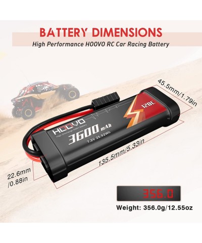 7.2V NiMH Battery 3600mAh High Power RC Battery with Tracxas Plug Compatible with 1/10-scale RC Car Associated Truck Boat Tan...